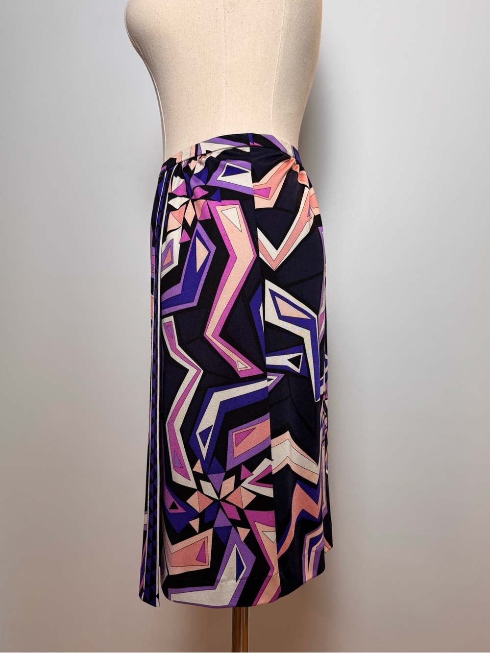Emilio Pucci Vintage 100% Silk Geometric Print Skirt Size 10 - Picture 4 of 10